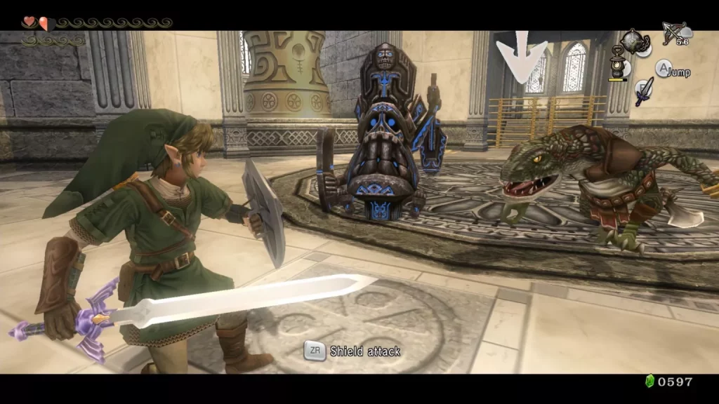 Link with a sword in the motion version of the game