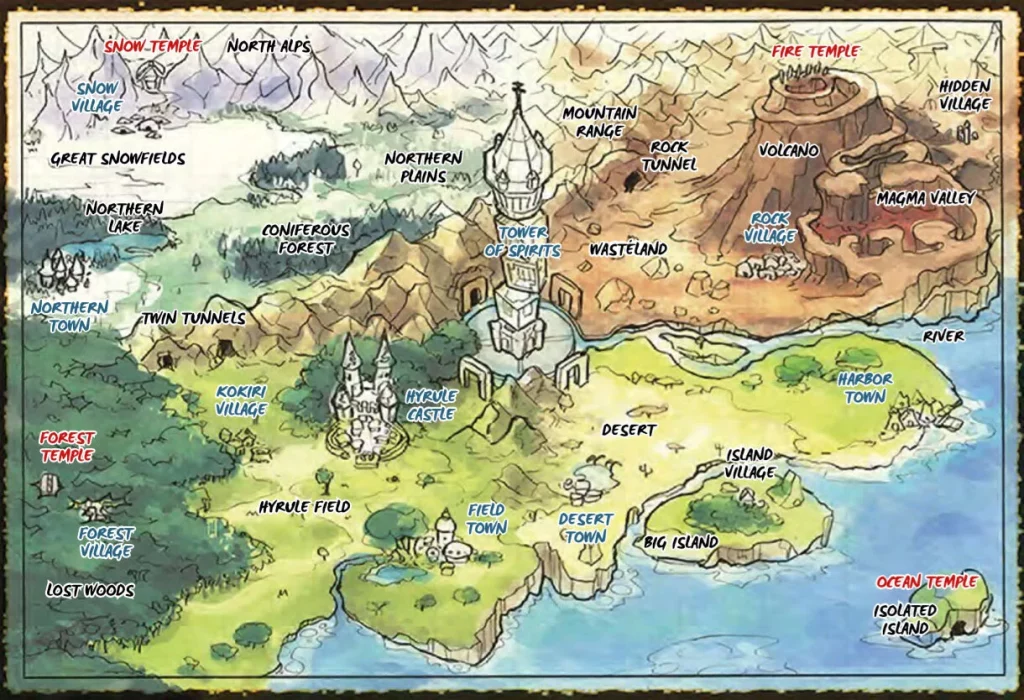 zelda early version of the game's world map