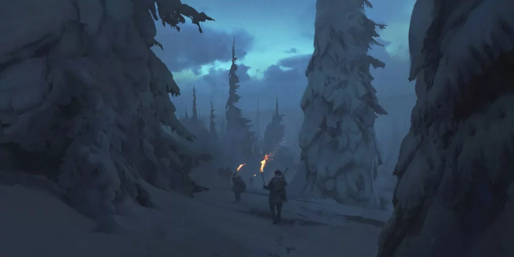 Adventurers in a Frozen Forest by Jedd Chevrier