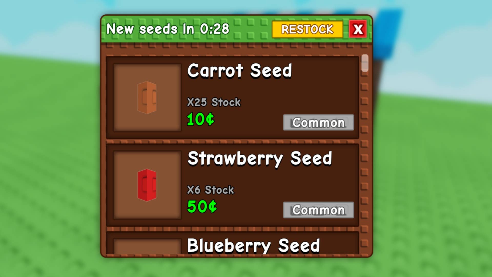 roblox grow a garden seed shop menu
