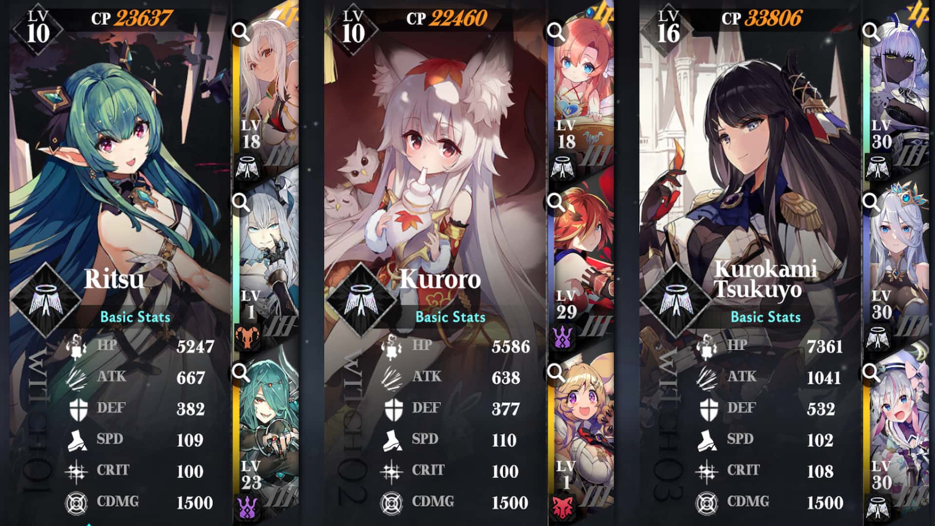 Combat lineup interface