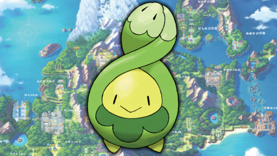 Budew evolution - Budew in front of a map of Sinnoh