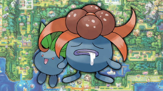 Gloom evolution - Gloom and Oddish in front of a map of Kanto