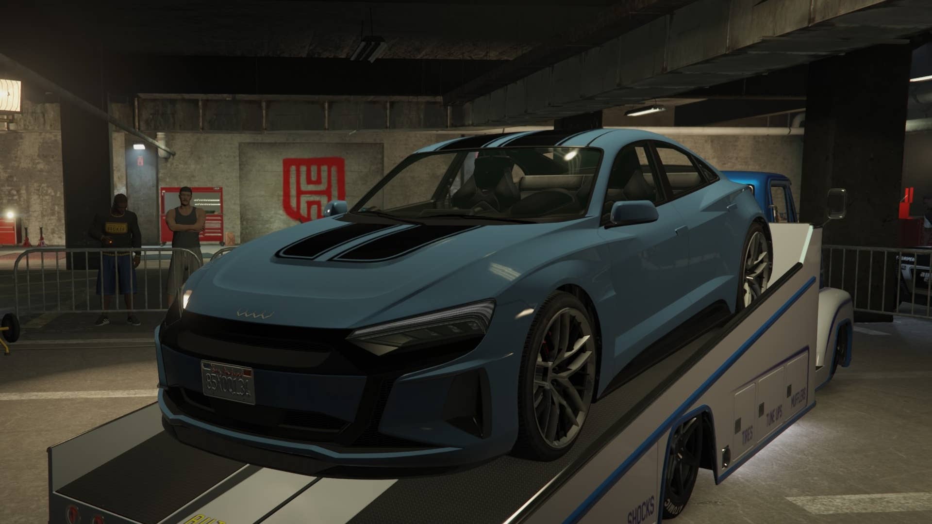 gta online navy blue Obey Omnis e-GT ls car meet slam van