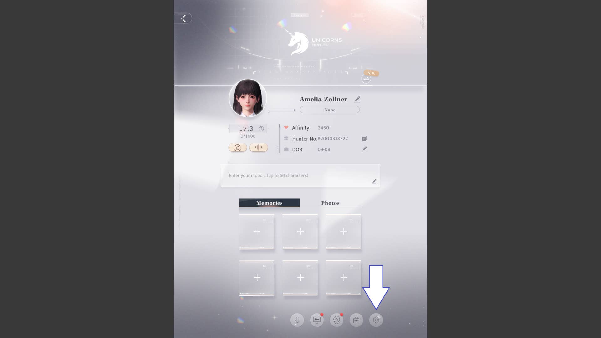 Settings interface navigation