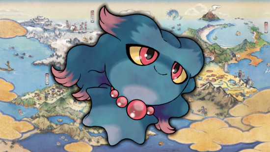 Misdreavus evolution - Misdreavus in front of a map of Hisui 
