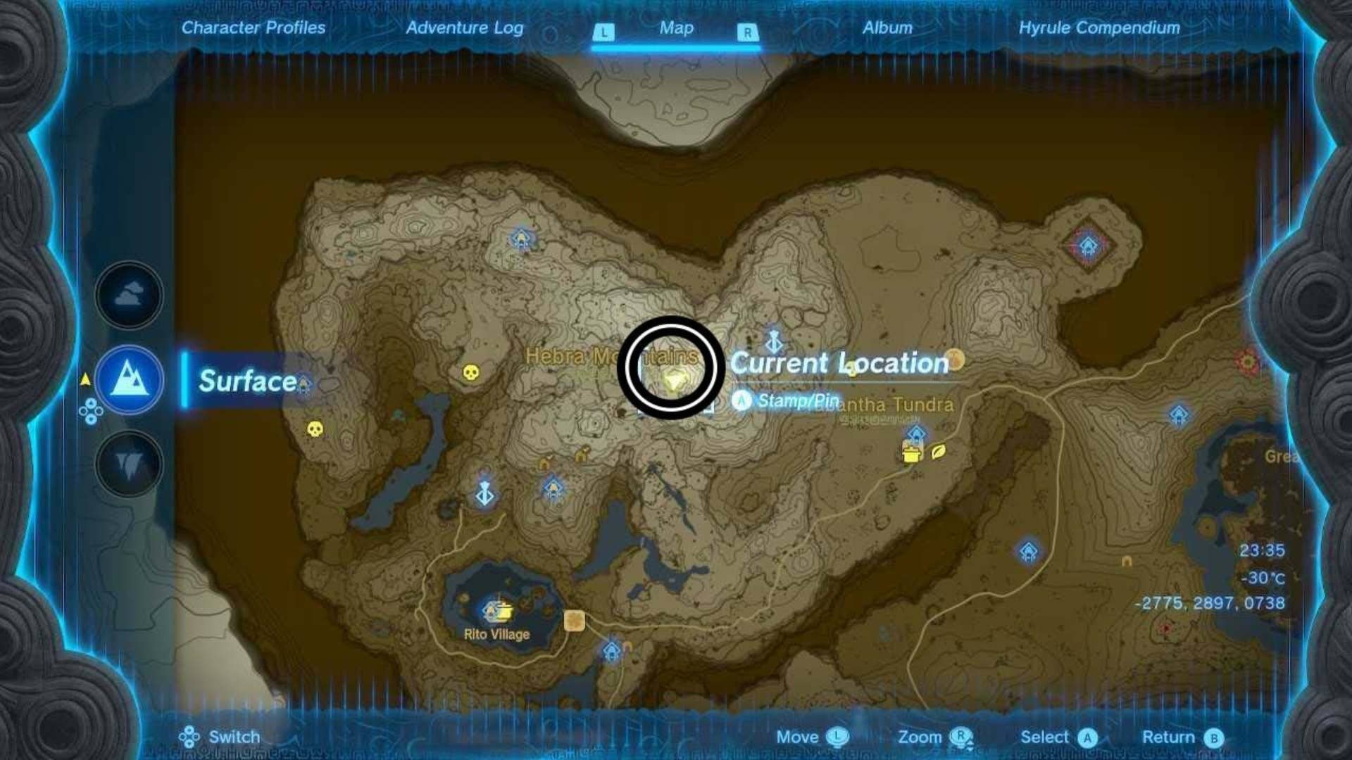zelda totk hebra mountains peak map location