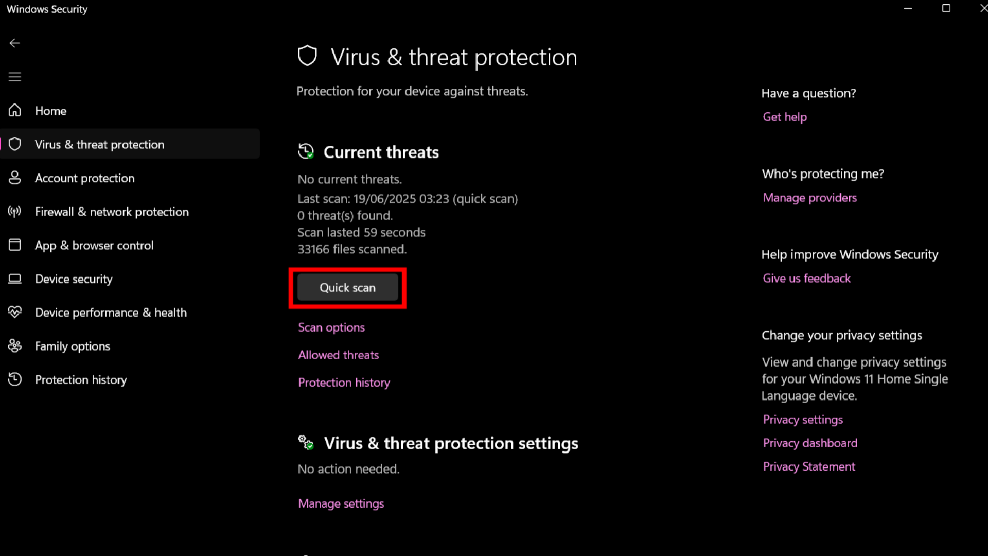 System security scan interface (Credit: Microsoft)