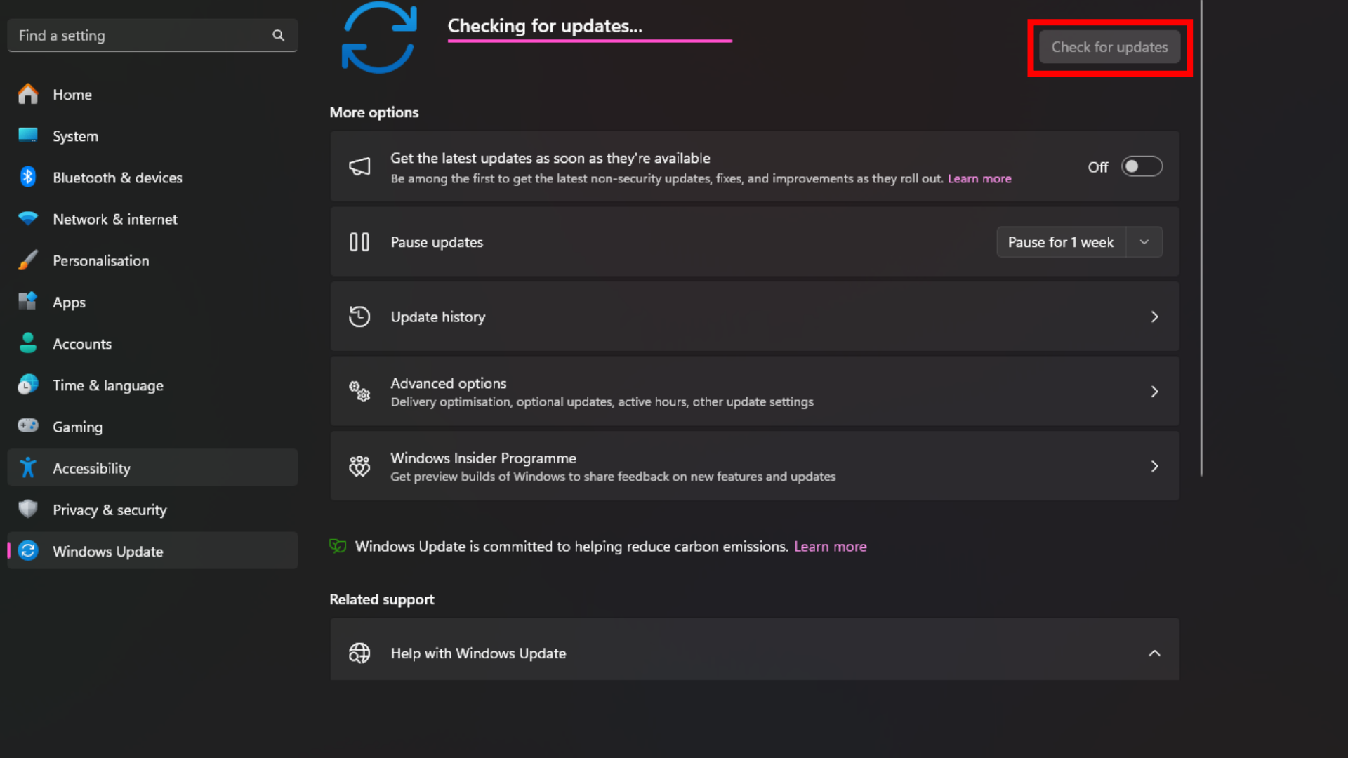 Windows Update interface (Credit: Microsoft)