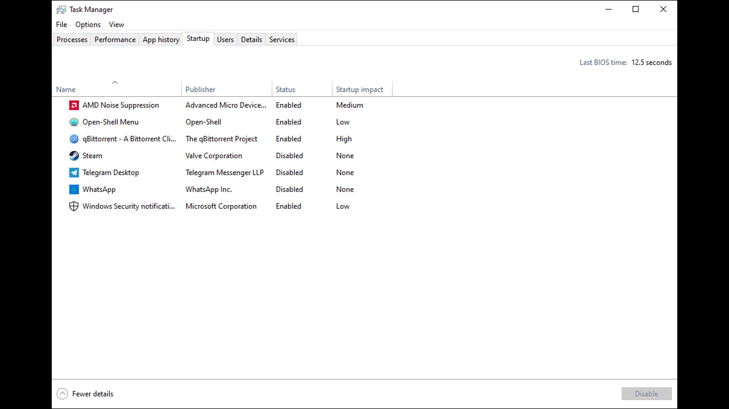 Startup management interface demonstration