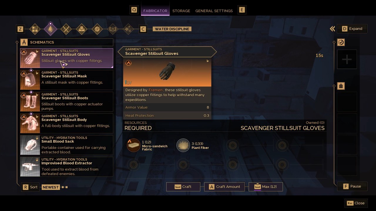 Dune: Awakening, Awakening Guide, How To Unlock and Craft Scavenger Stillsuit, PC, Gameplay, Screenshot
