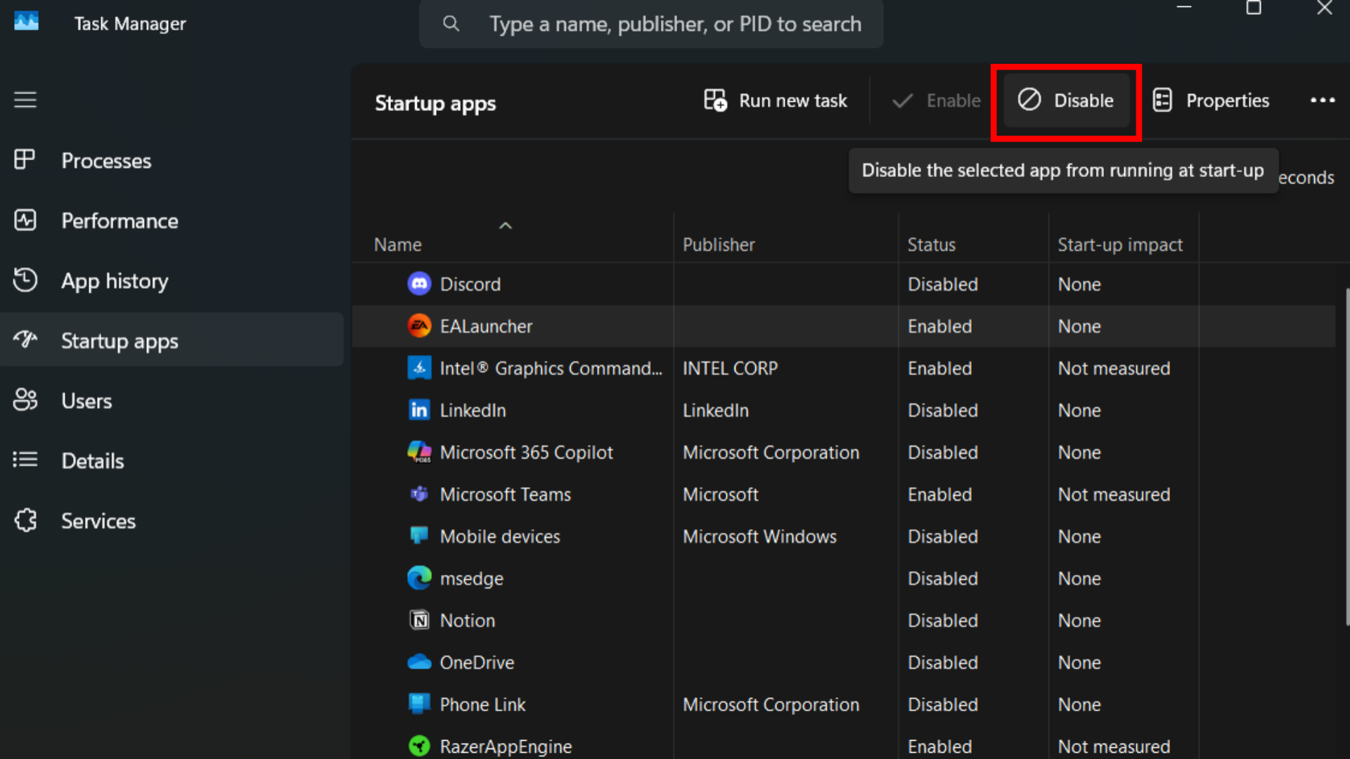 Managing startup applications through system utilities (Credit: Microsoft)