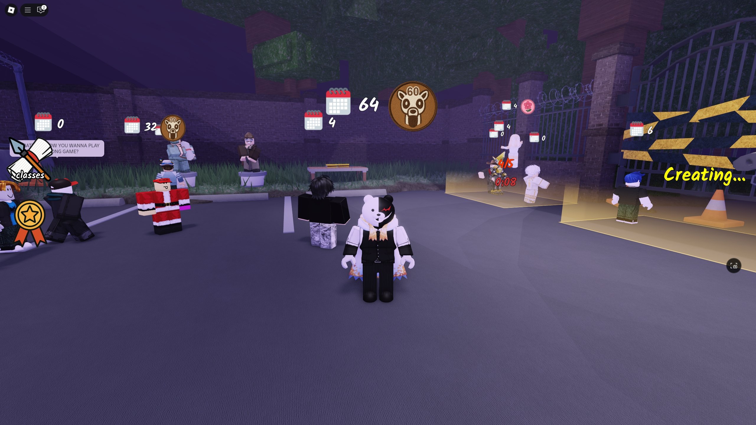 A player is standing in the lobby in 99 Nights in the Forest