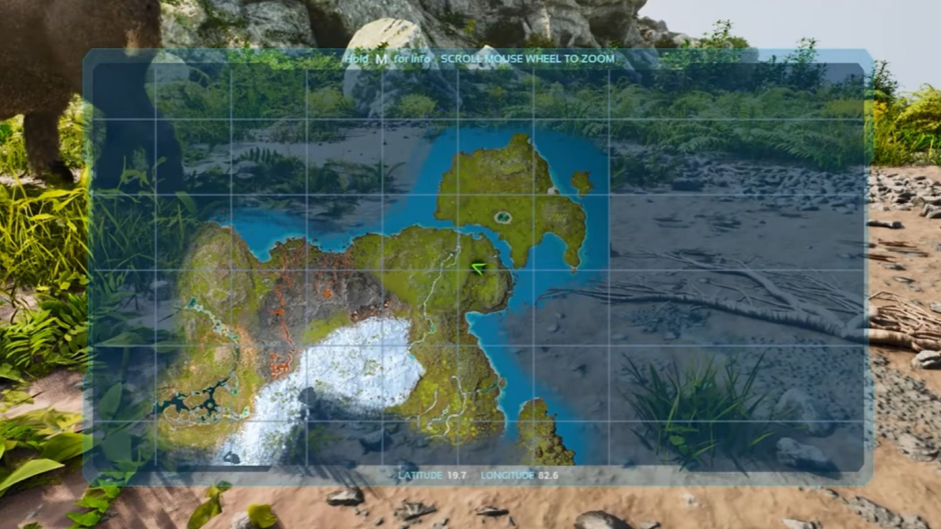 Bison habitat coordinates visual reference (Credit: Studio Wildcard, @HeRo2u2/YouTube)