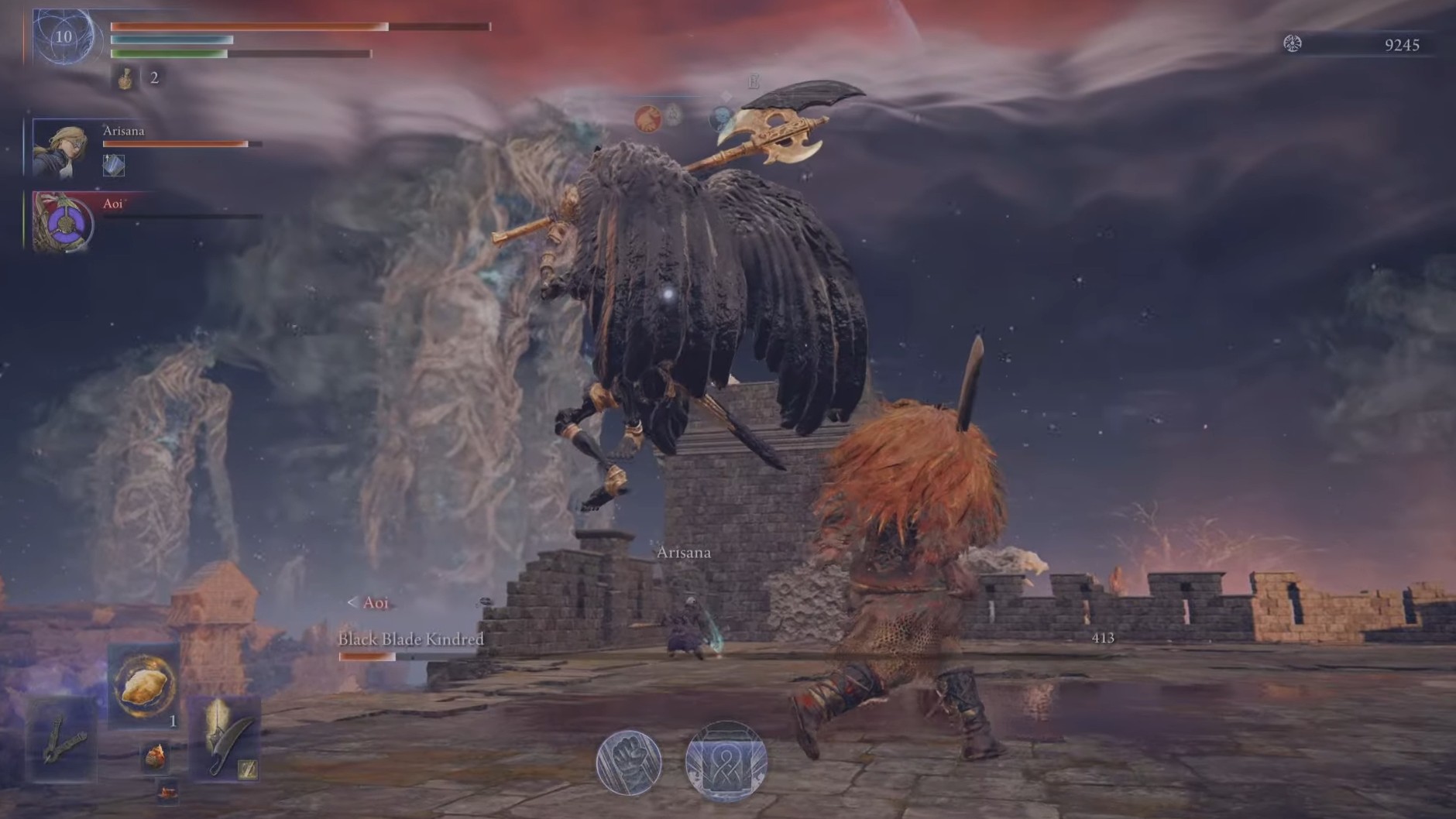 Black Blade Kindred performing a delayed flying attack