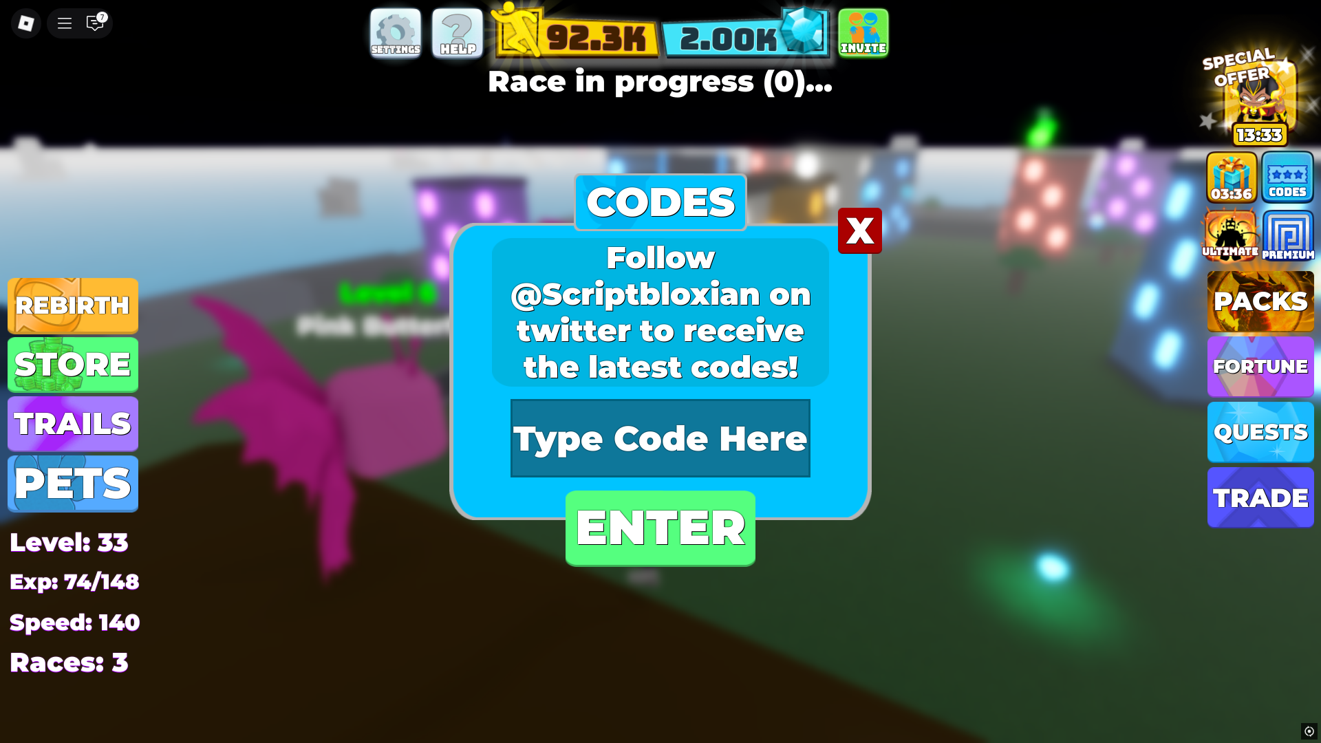 Redeeming codes (Image via Roblox)