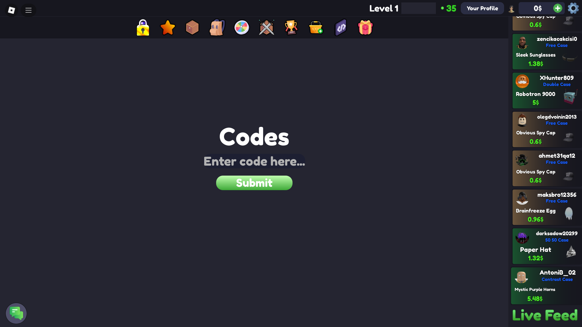Redeeming codes (Image via Roblox)