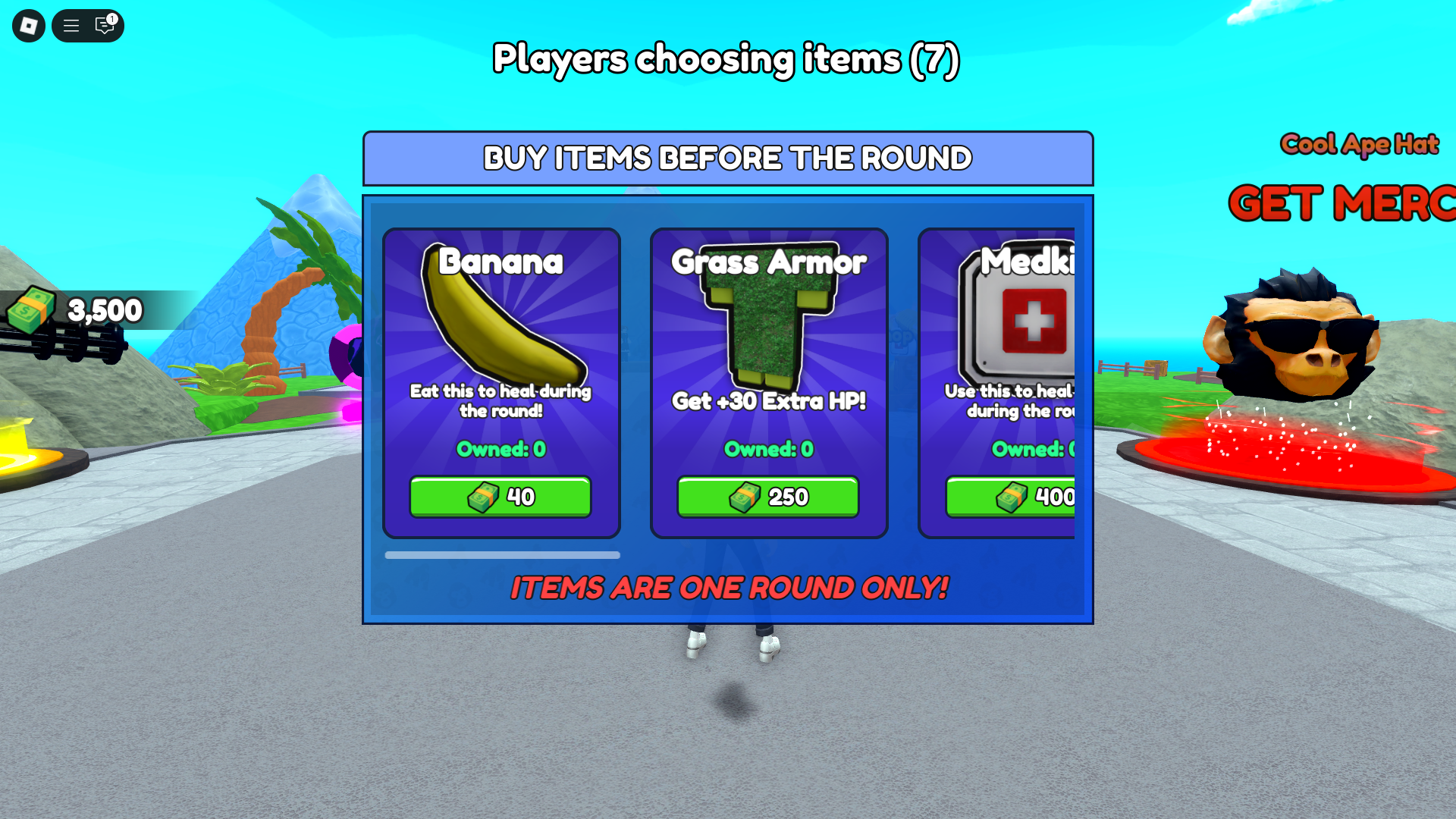 Purchasing items before the round (Image via Roblox)