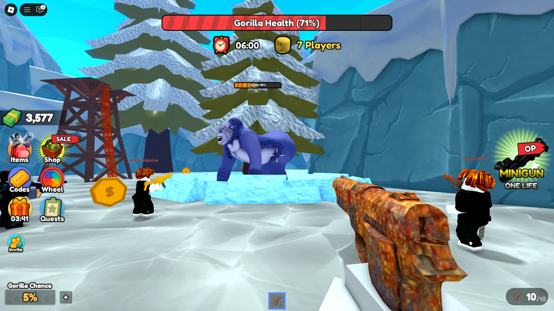 Shooting down Gorilla with the team (Image via Roblox)