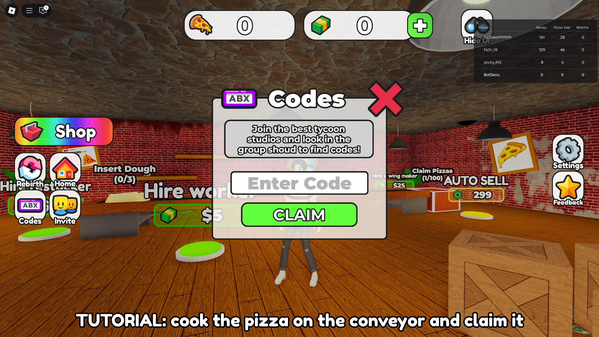Code redemption interface (Visual reference)