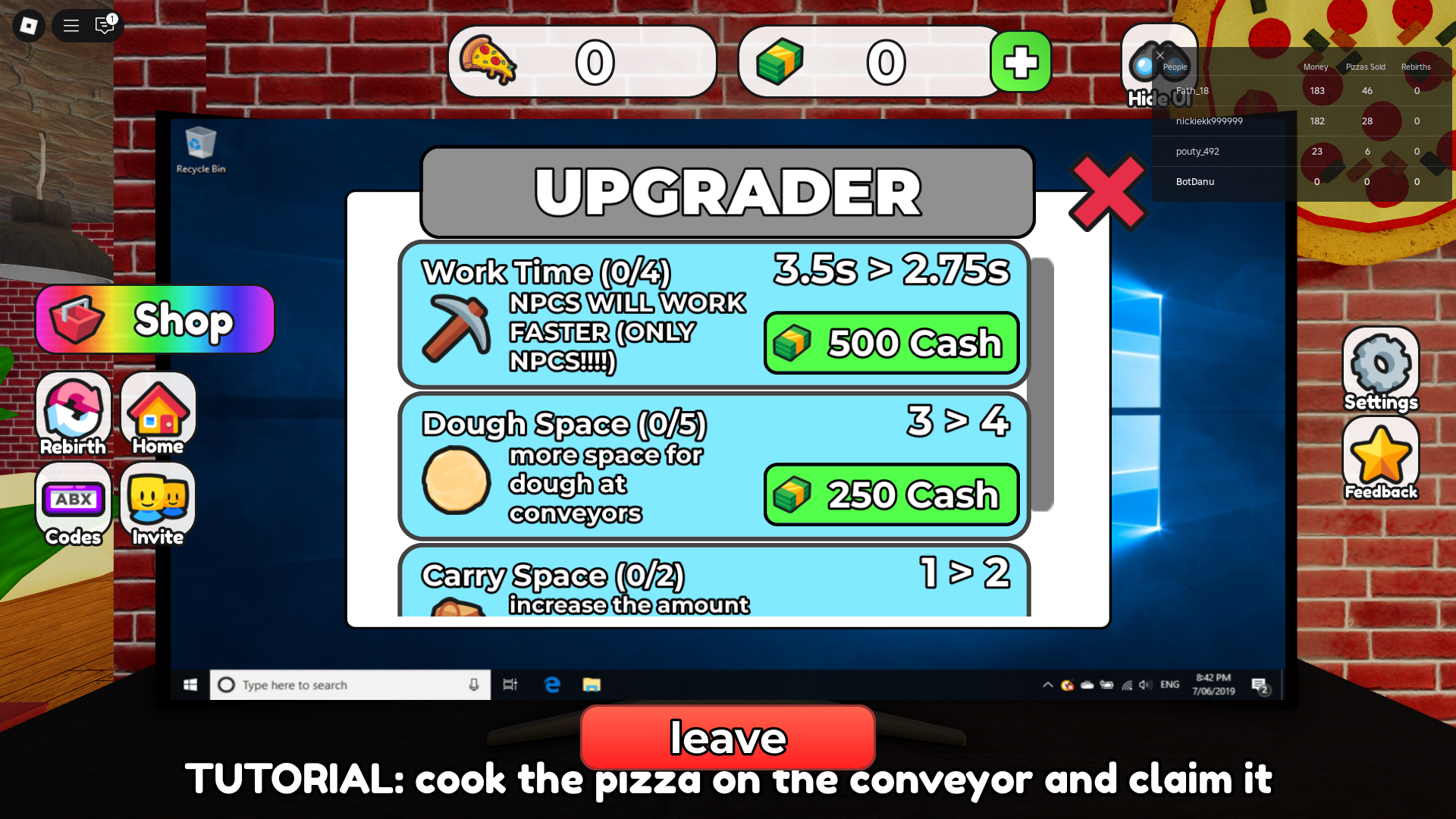 Pizzeria upgrade menu example