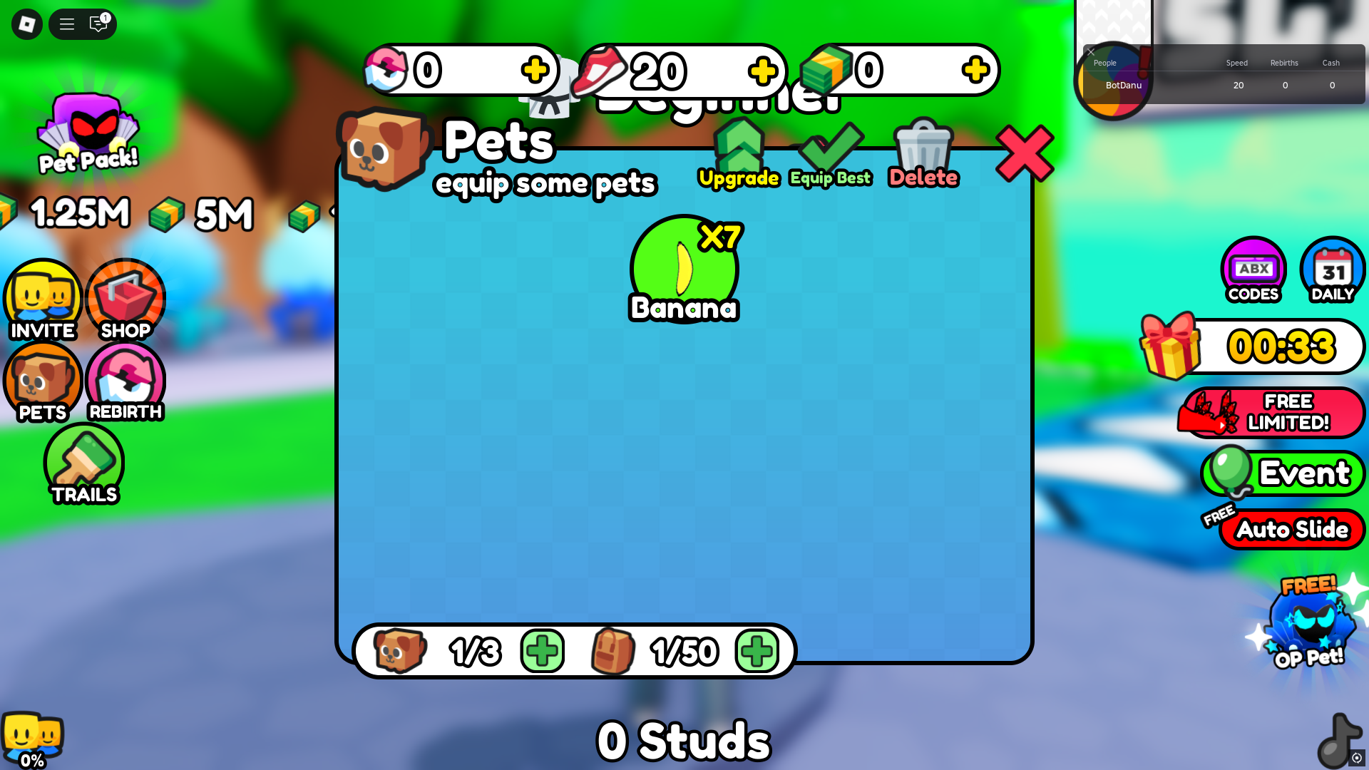 Free Banana pet with x7 multiplier (Image via Roblox)