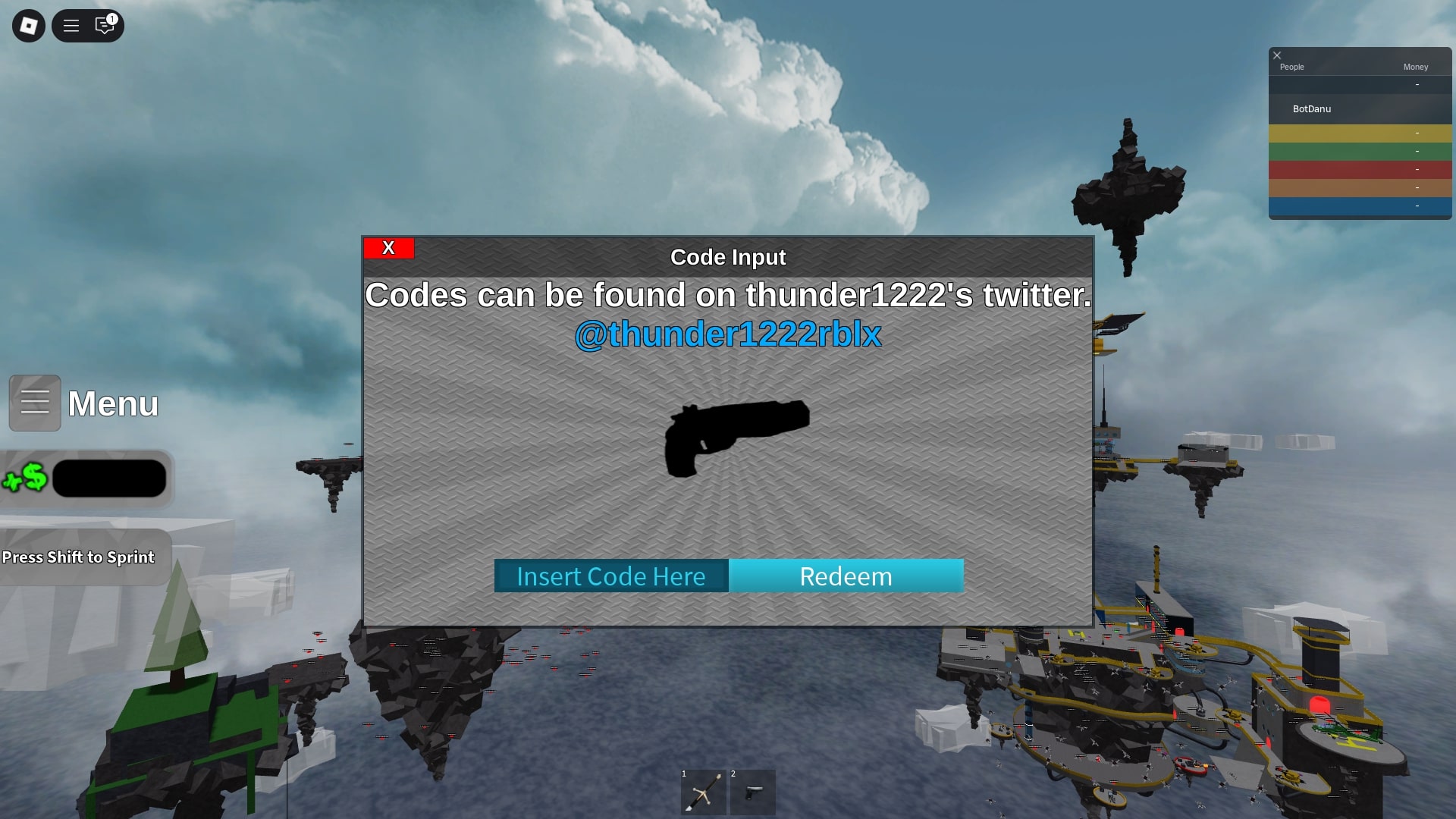 Redeeming codes for rewards (Image via Roblox)