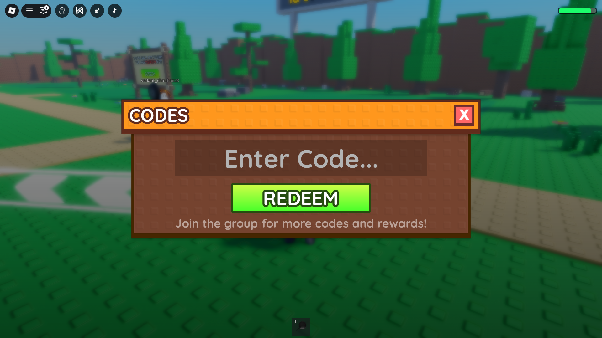 Redeeming codes for rewards (Image via Roblox)