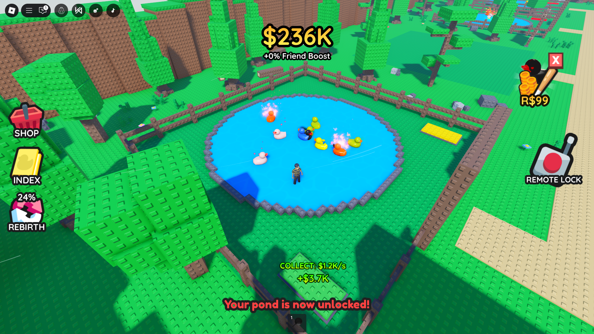 Pond with ducks (Image via Roblox)