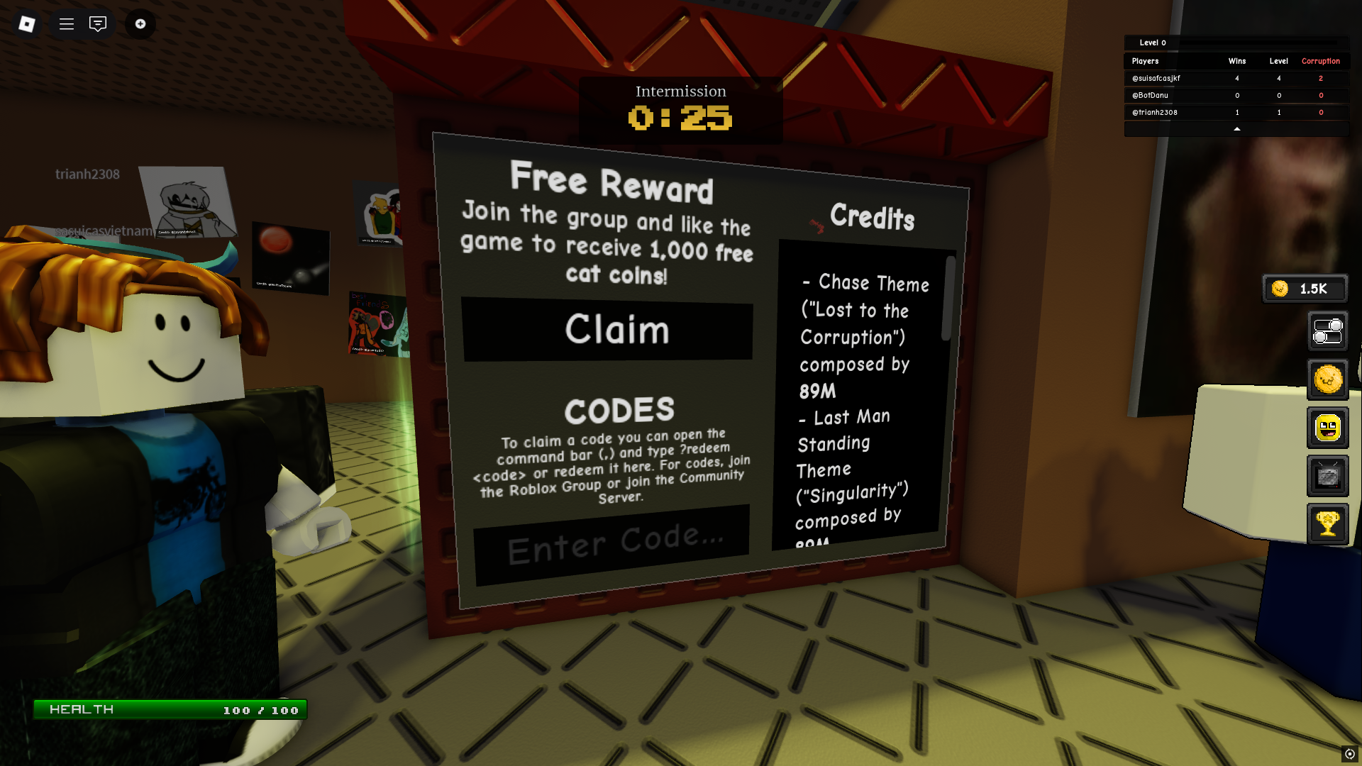 Redeeming codes for Cash (Image via Roblox)