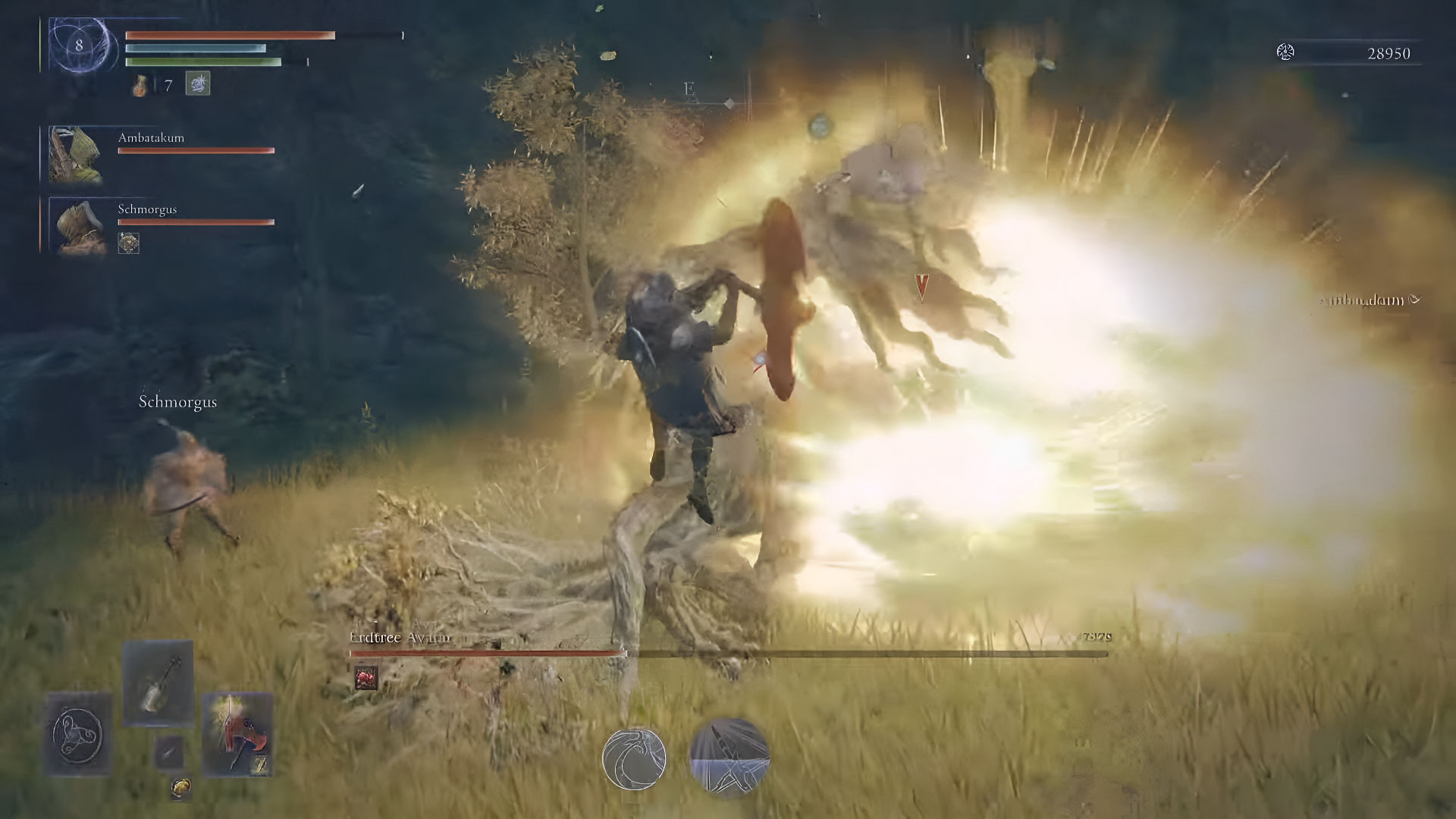 Erdtree Avatar performing Erdtree Slam (Image via Bandai Namco)