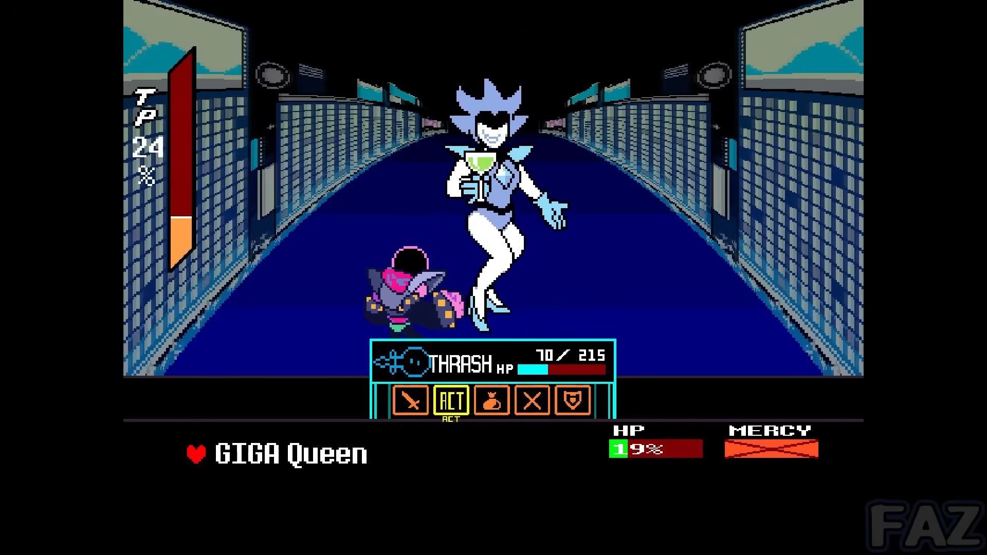 Dramatic mech battle sequence (Visual via Toby Fox/YouTube)