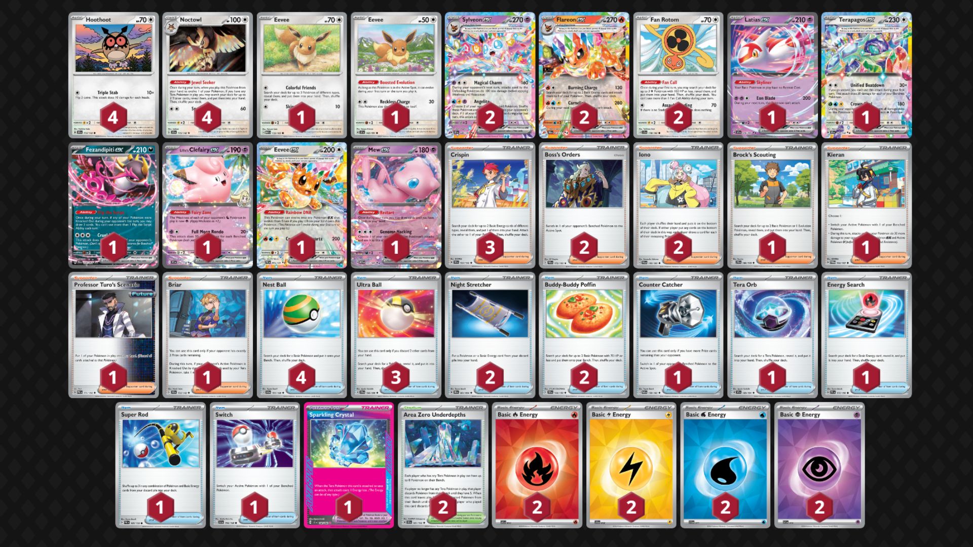 All Cards in Best Pokemon TCG Flareon Ex Deck