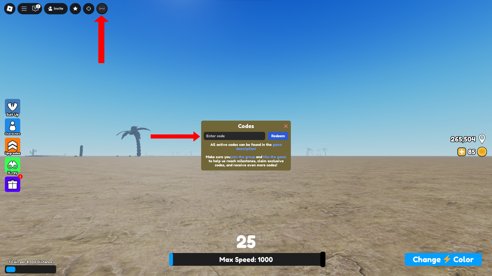 Code redemption interface (Source: Roblox)