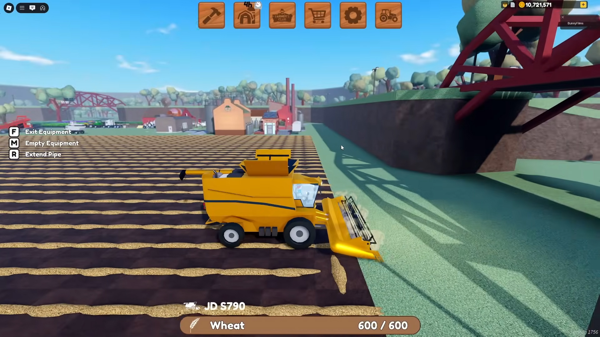 Produce hay using the harvester (Image via Roblox Corporation)