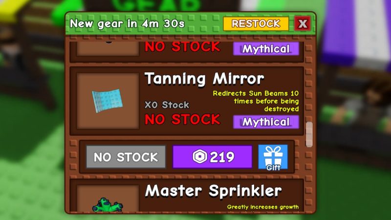 How to obtain the Tanning Mirror and Reclaimer in Grow A Garden