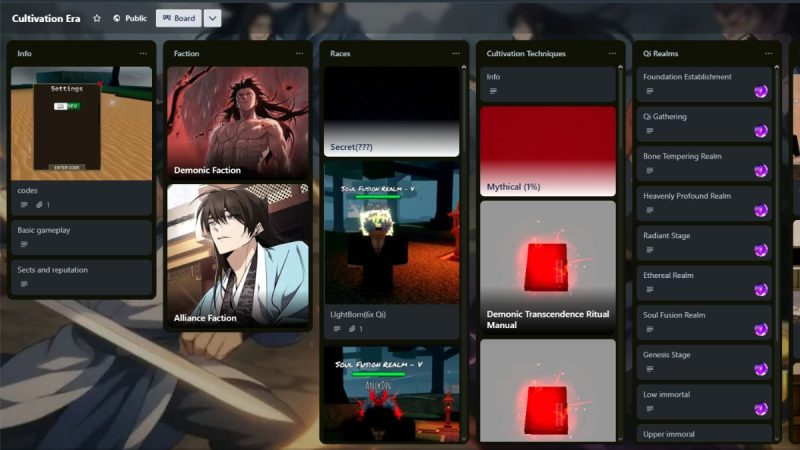 Official Cultivation Era Trello Link & Discord