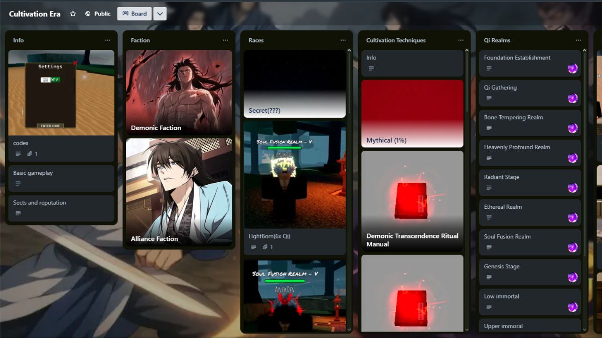Official Cultivation Era Trello Link & Discord