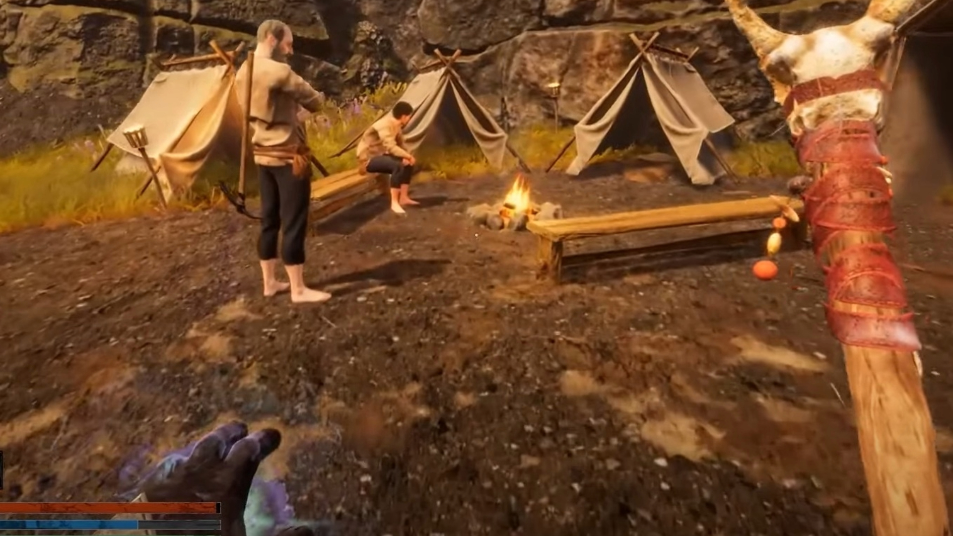 Quill is sitting by the fire
