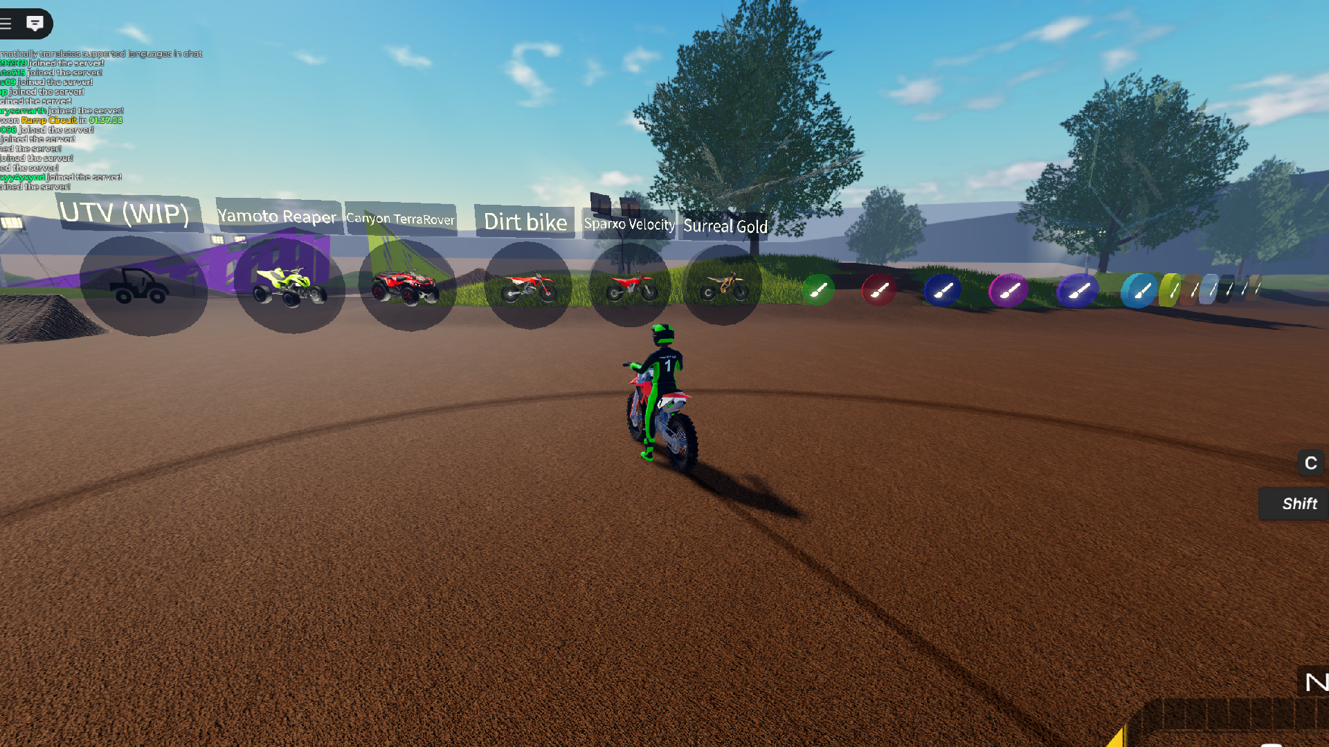 Vehicle Selection Interface (Image via Roblox Corporation)