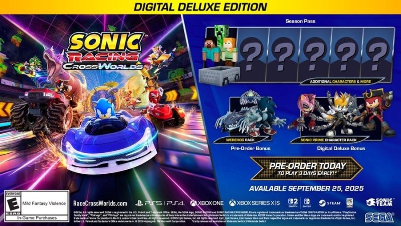 Sonic Racing: CrossWorlds Switch 2 and Paid Upgrade Revealed
