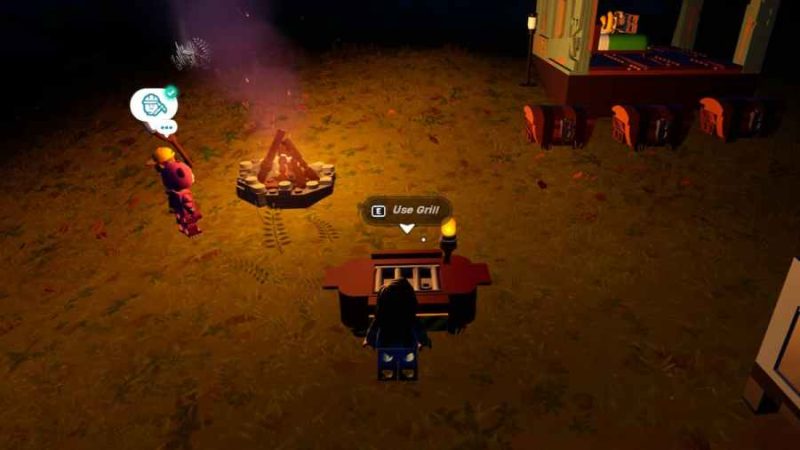 Steps to build a grill for cooking in LEGO Fortnite