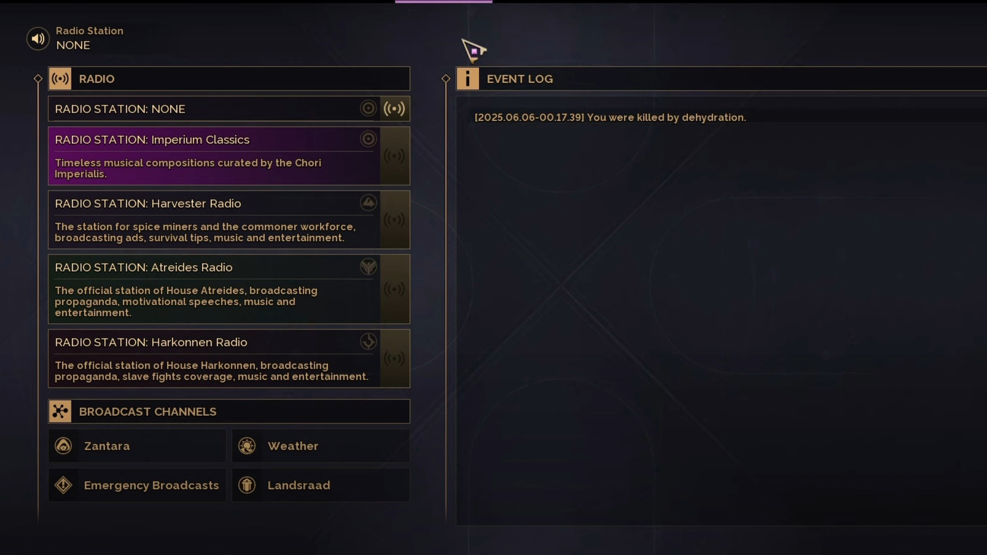 The radio interface under the Communinet tab