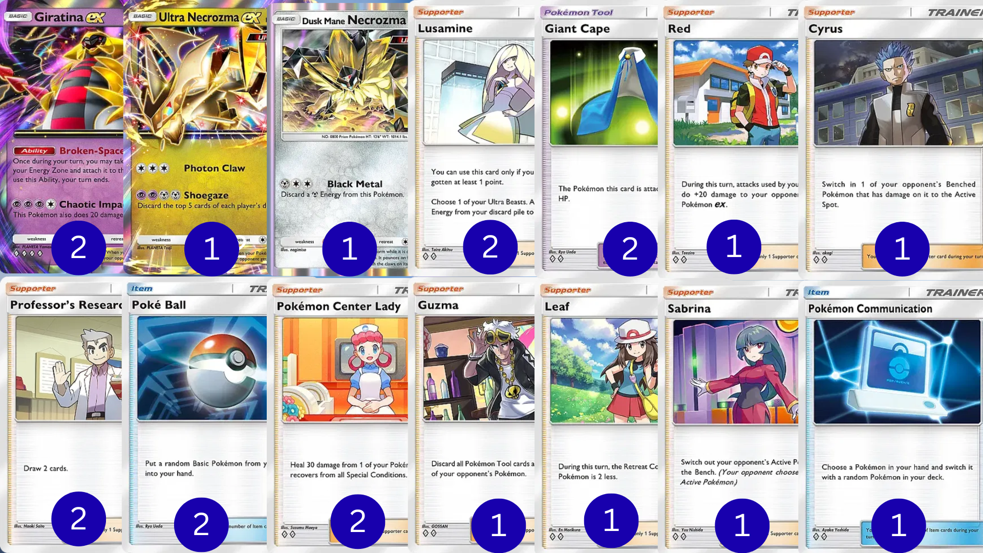 Ultra Necrozma Ex Deck list (Image via The Pokemon Company)