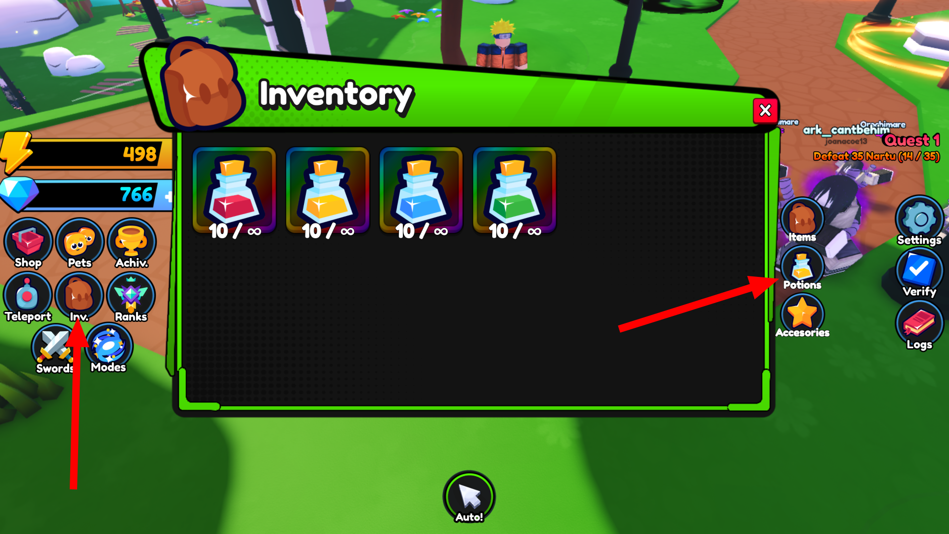 Use Potions in Anime Verse X (Image via Roblox)