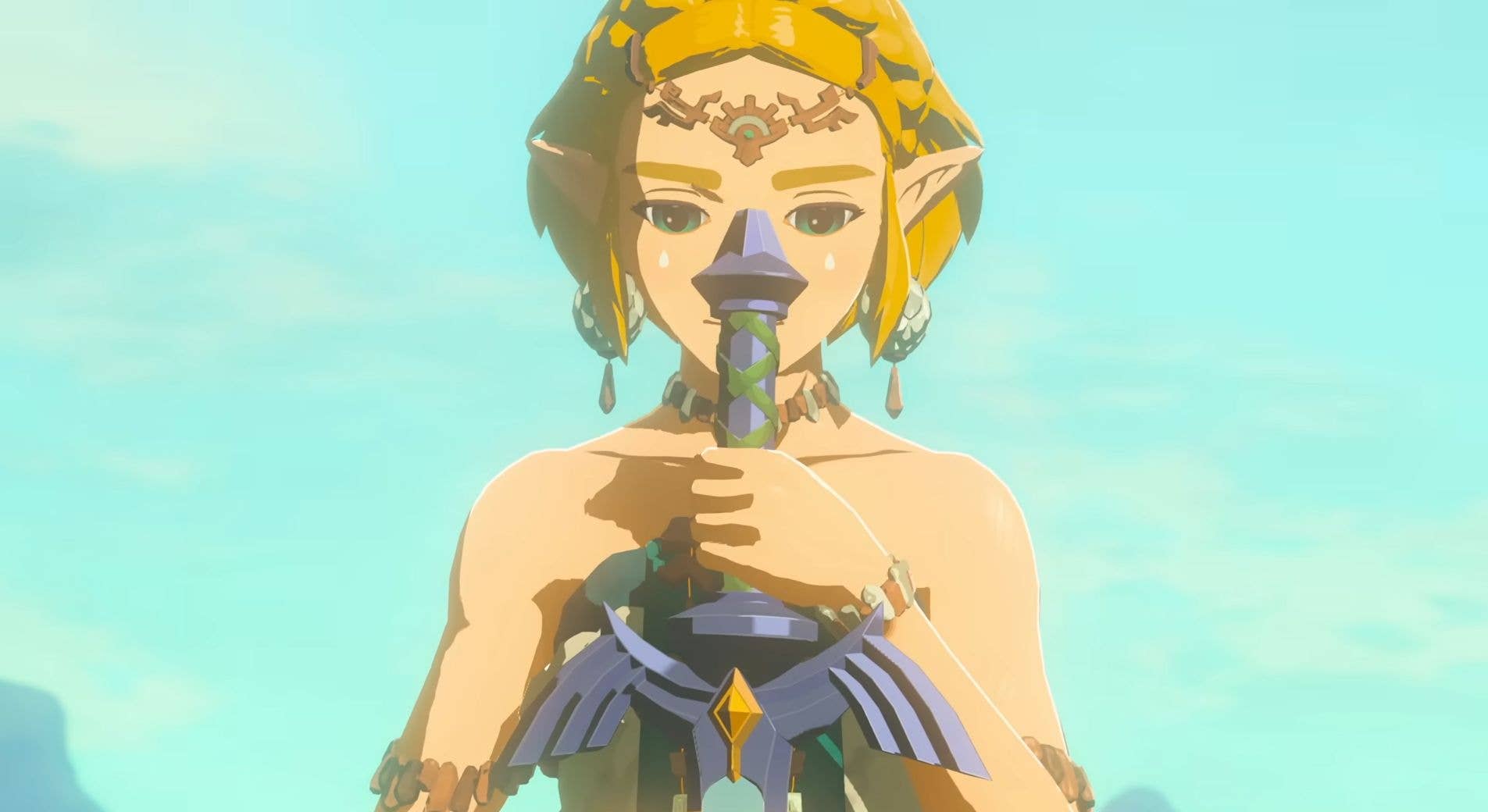 Zelda holding the Master Sword