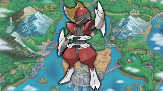 Bisharp evolution - bisharp in front of a map of Unova