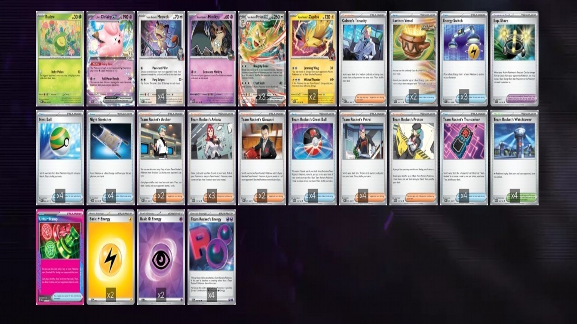 Team Rocket's Persian ex Deck (Image via TPC)