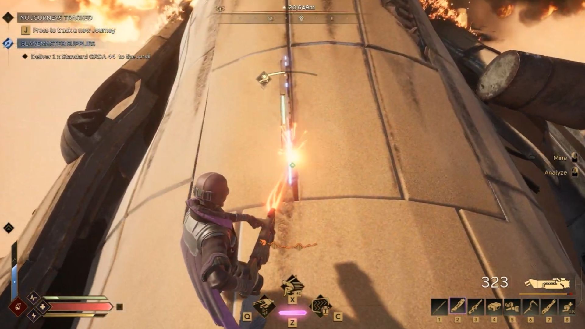 Salvage the resource from the wreck (Source: Funcom, @HeRo2u2/YouTube)