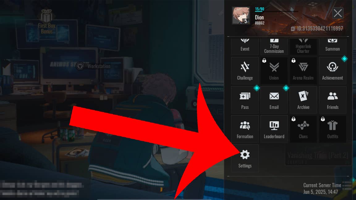 Configuration menu access